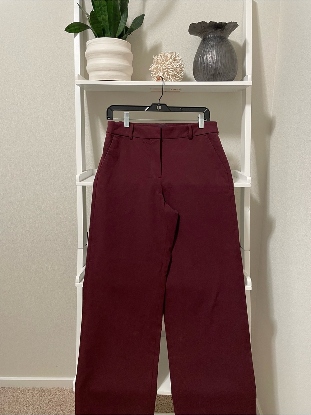 J. Crew Wide-Leg Pants in Deep Burgundy